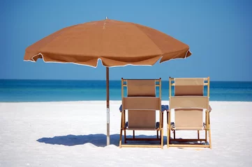 Papier Peint photo autocollant Clearwater Beach, Floride Beach umbrella / chairs