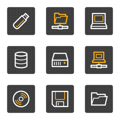 Drives and storage web icons, grey buttons series