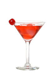 Isolated red martini with a cherry