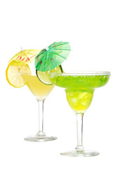 Lime margarita with a lemon martini in the background