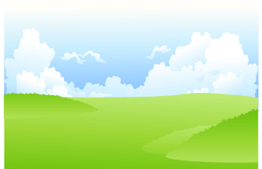 Fototapeta na wymiar Blue sky with green hills & grass