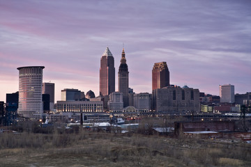 Fototapeta na wymiar Różowa słońca w Cleveland