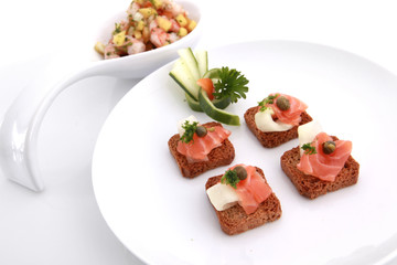 Salmon crackers appetizer - finger food