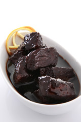 Plum sauce diced lamb