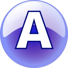 A character - blue 3d alphabet button