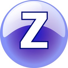 Z character - blue 3d alphabet button
