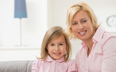 Mother and daugther in pink