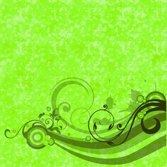 boucles et spirales sur fond vert anis