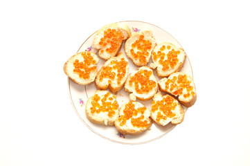 red caviar on Brown Sliced Bread with butter