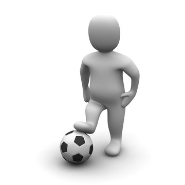 Man and football. 3d rendered illustration.