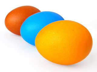 three color Easter eggs
