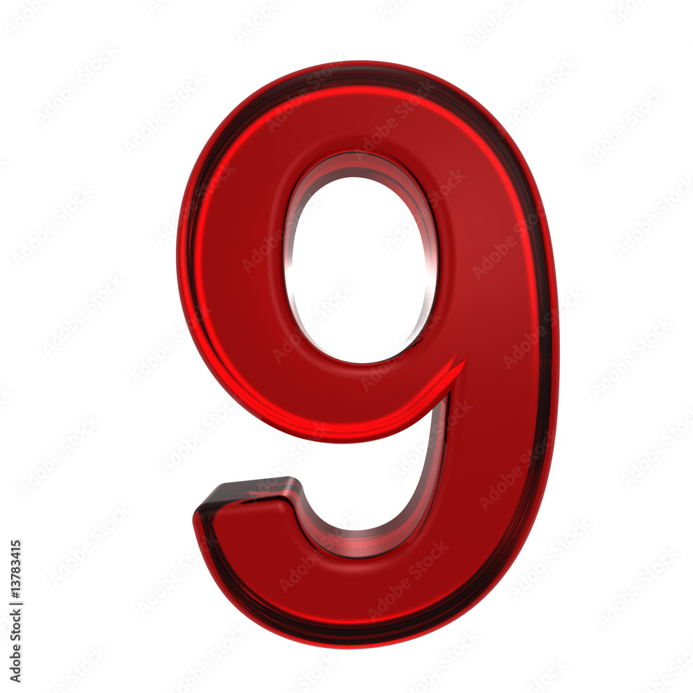 Fototapete one digit from ruby alphabet set, isolated on white.