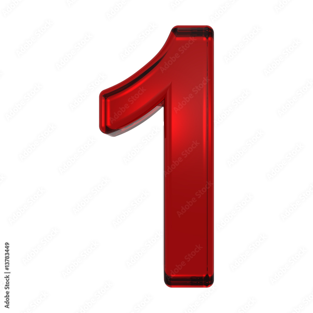 Fototapete one digit from ruby alphabet set, isolated on white.