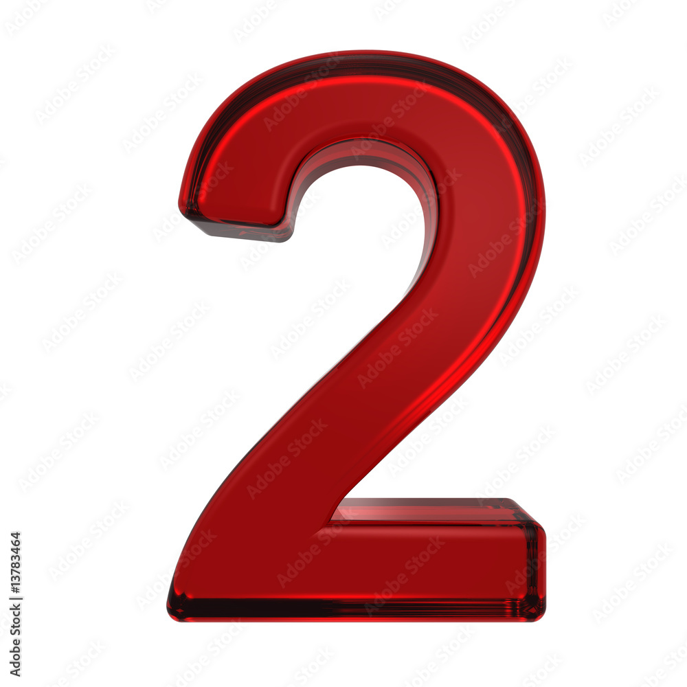 Fototapete one digit from ruby alphabet set, isolated on white.
