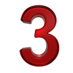 One digit from ruby alphabet set, isolated on white.