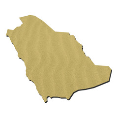 Saudi Arabia map with sand