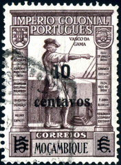 Mozambique. Vasco de Gama. Timbre postal.
