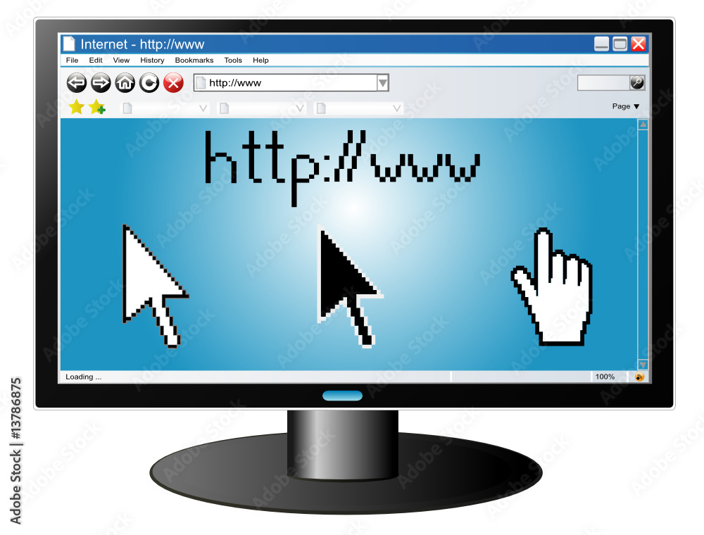 Fototapete computer screen with internet browser with pointers