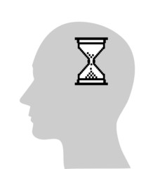 Illustration of computer hour-glass in human head, vector