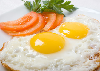Delicious egg with vegetable close up