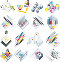 Vector design and print service icon set