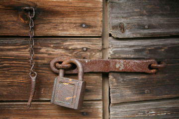 Very old rusty padlock