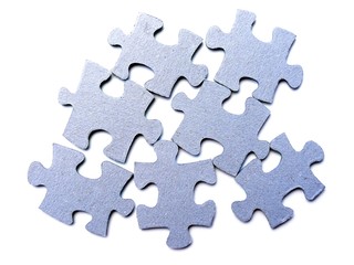 Blue puzzle isolated on white