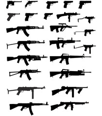 Vector silhouettes of weapons