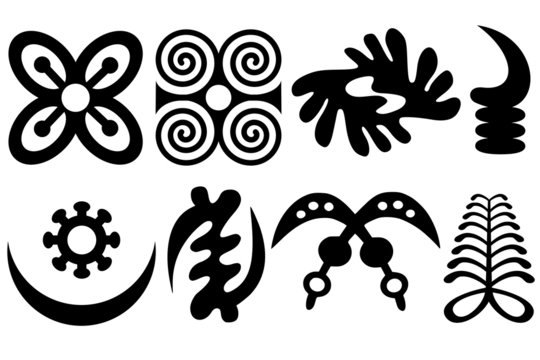A set of akan and adinkra west african symbols