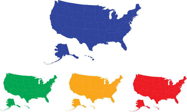 Map of the USA (separeable borders and modifiable color)