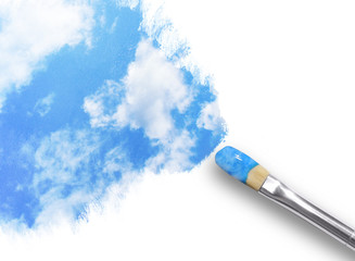 Paintbrush Painting Clouds in Sky