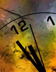 Clock over grunge texture