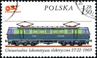 Pologne, Train  électrique 1969. Timbre postal.