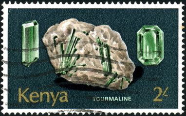 Kenya. Tourmaline. Timbre postal.
