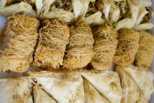 Dessert.ARABIC SWEET PASTRIES with honey