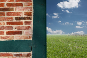 Bauernhaus und Wiese