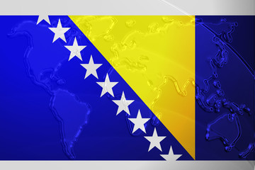 Obraz na płótnie Canvas Flag of Bosnia Hertzigovina metallic map