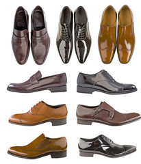 collection men shoes isolated from white background