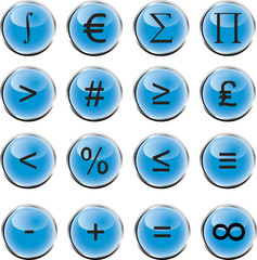 Mathematics. Set of 12 round vector buttons for web