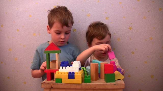 children play toy brick