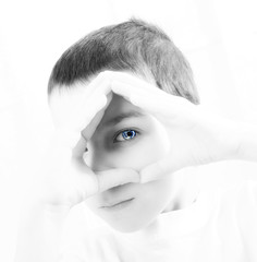 boy looking at the future earth