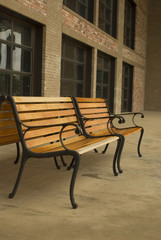 Fototapeta na wymiar four wooden benchs