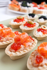 group of canapes with seafood