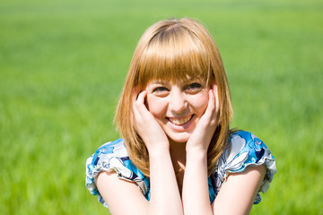 Pretty lady in wheat field