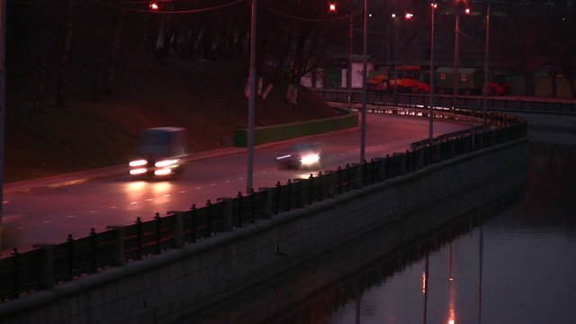 cars on night road