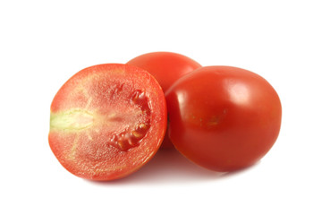 Ripe Sliced Tomatoes Isolated on White Background