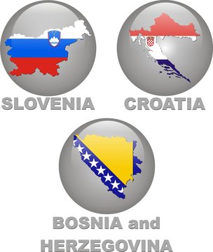 Maps And Flags Of  Slovenia, Croatia,Bosnia And Herzegovina