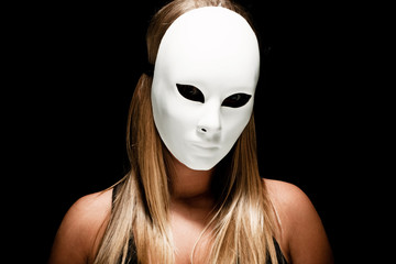 woman with white mask