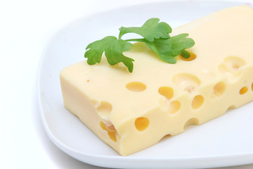 cheese on plate isolated