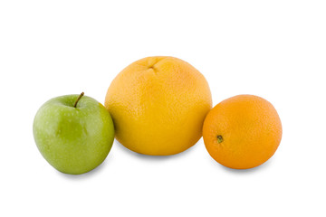 apple, orange and grapefruit